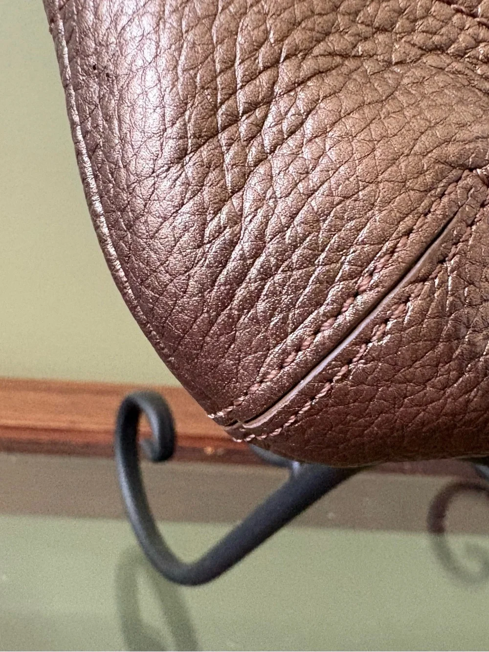 Coach Metallic Bronze Pebbled Leather Hobo Shoulder Bag with Chain Charm - Picture 5 of 13